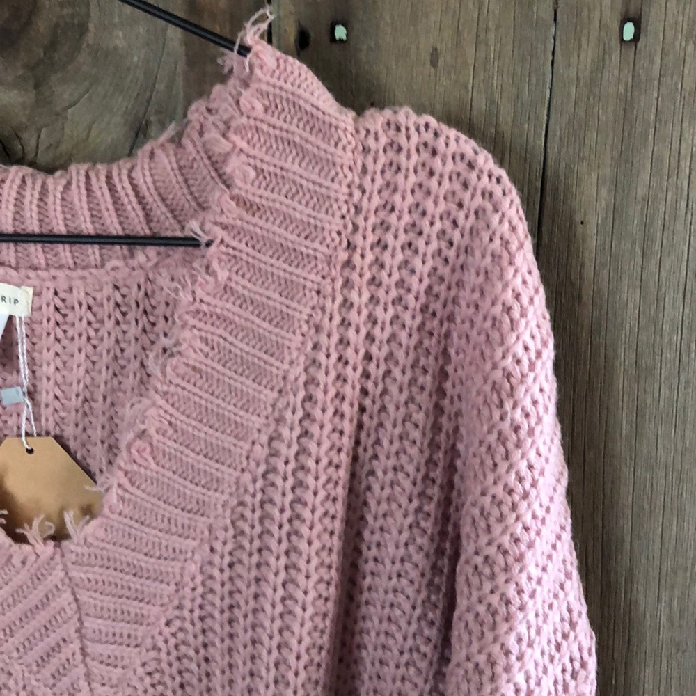 Distressed Pink Sweater Only Small Left - Picture 2 of 10